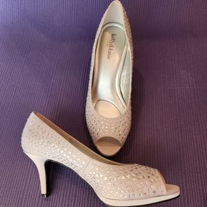 Silver heels with mirrored gems